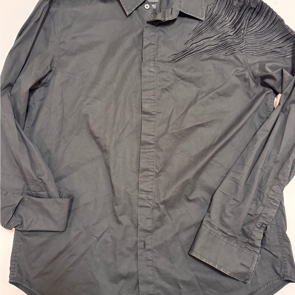 Armani Exchange Black Collared Shirt